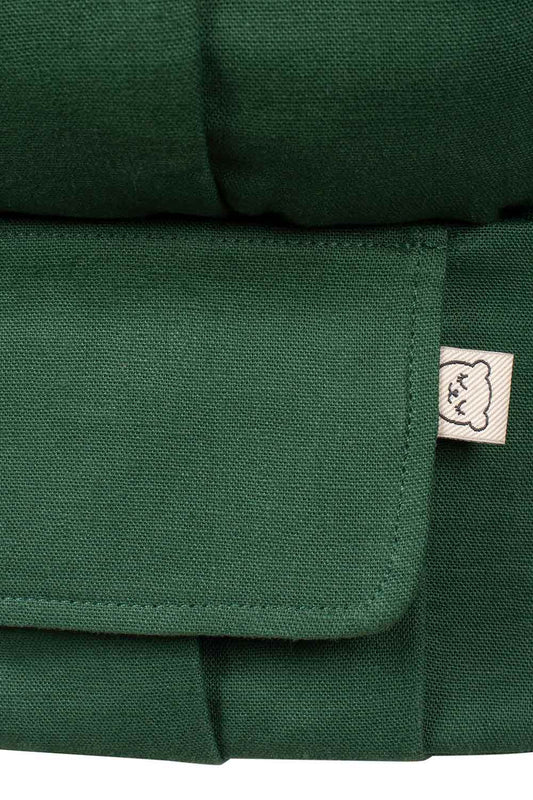 Zbliżenie na kieszonkę nosidełka Tula Explore Hemp Emerald z konopi